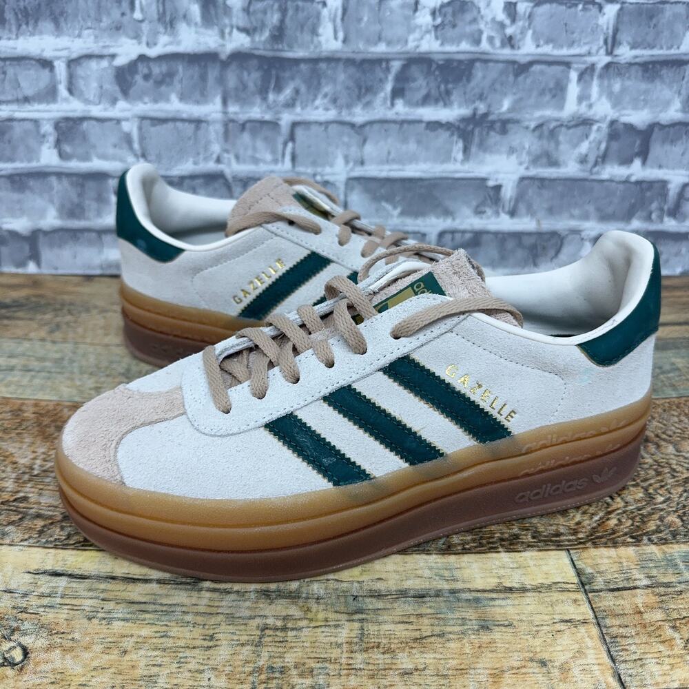 Adidas Gazelle Bold Cream White Collegiate Green Magic Beige ID7056 Womens 7 New